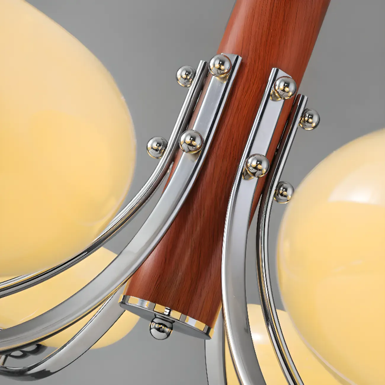 Modern Glass and Metal Chandelier with Drum Lampshape Image - 19