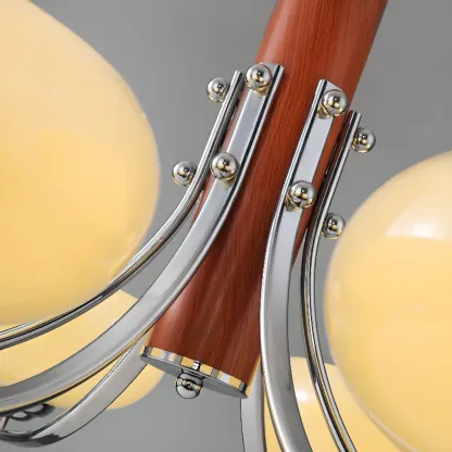 Modern Glass and Metal Chandelier with Drum Lampshape Image - 19