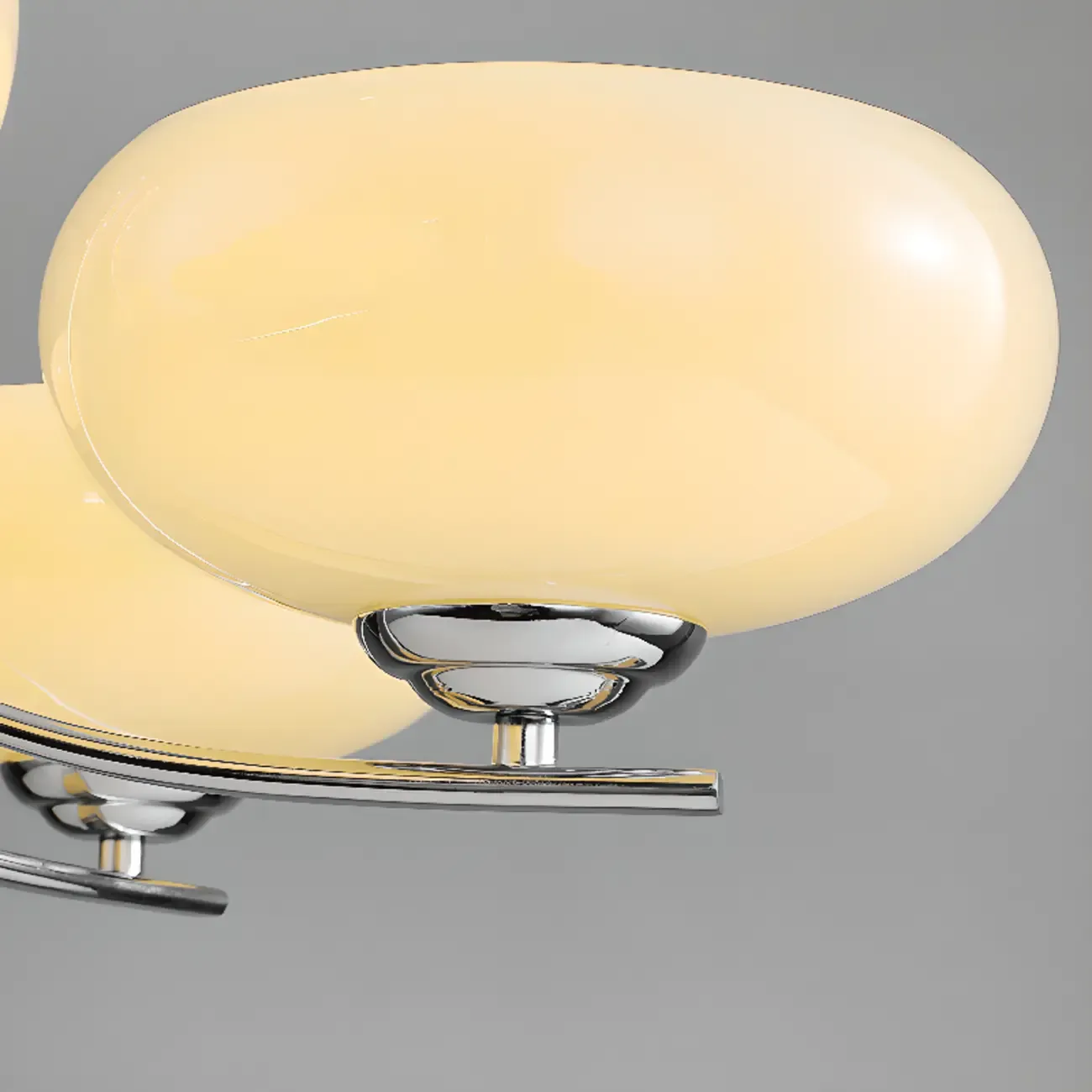 Modern Glass and Metal Chandelier with Drum Lampshape Image - 20