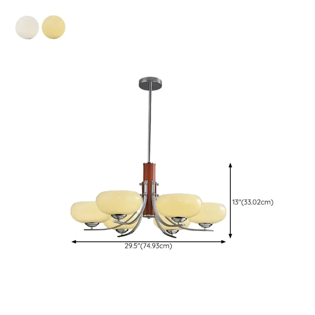 Modern Glass and Metal Chandelier with Drum Lampshape Image - 24