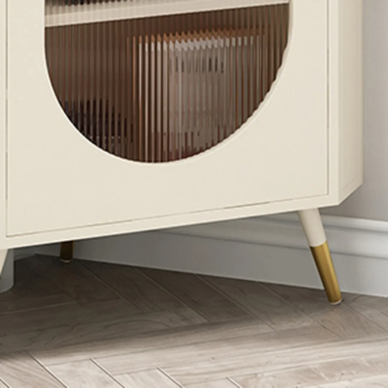 White 3 Legs Corner Cabinet with  Faux Marble Top & Iron Base Image - 12 | homeyfad