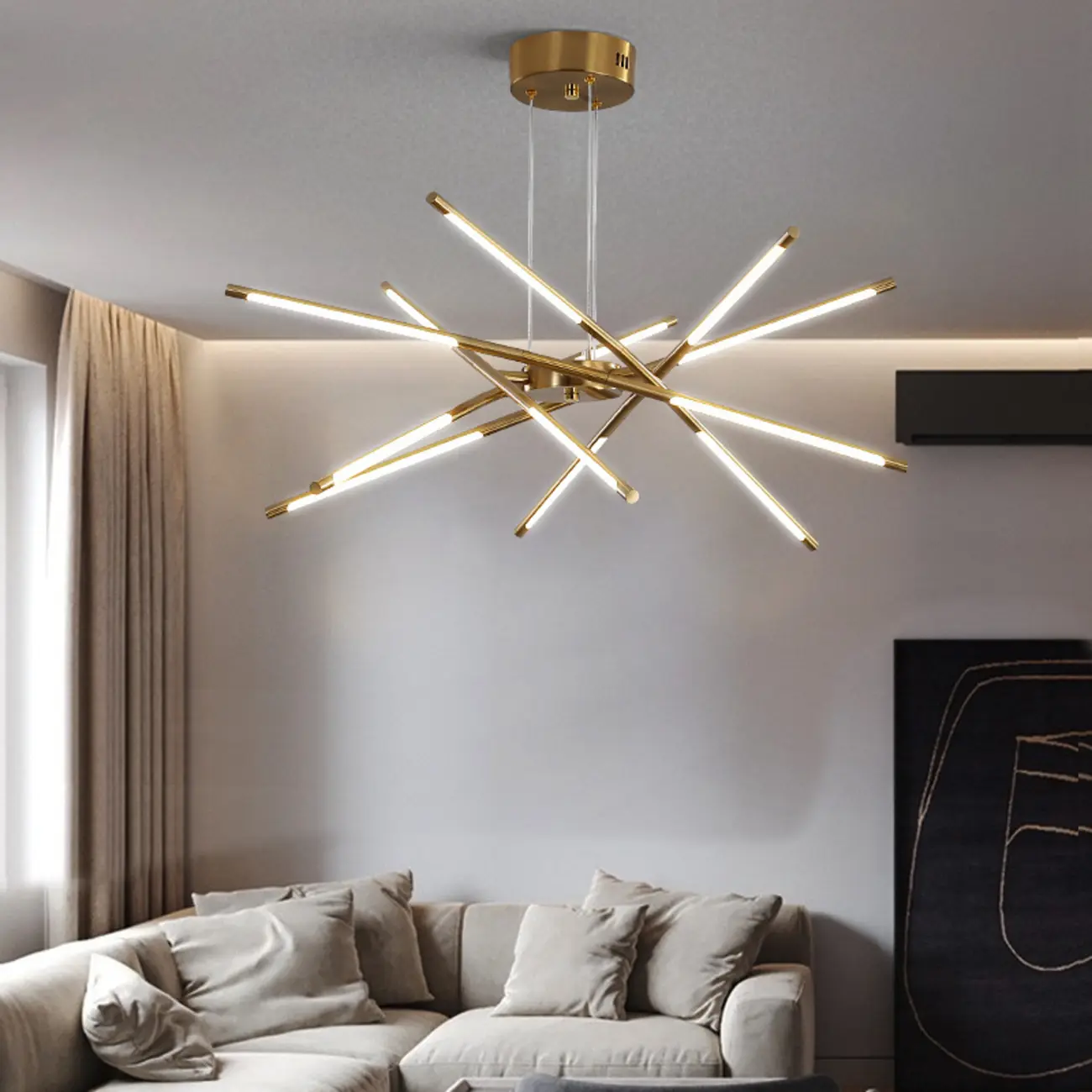Modern LED Linear Chandelier with Adjustable Height Image - 1 | homeyfad