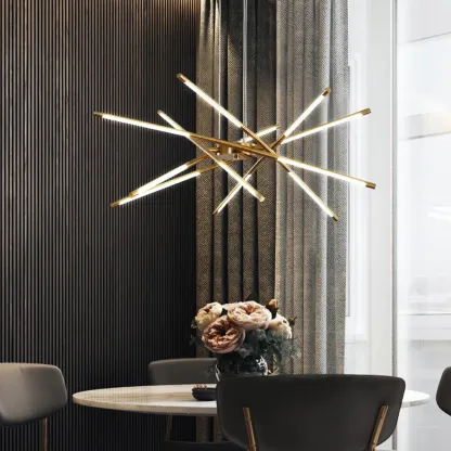 Modern LED Linear Chandelier with Adjustable Height Image - 4