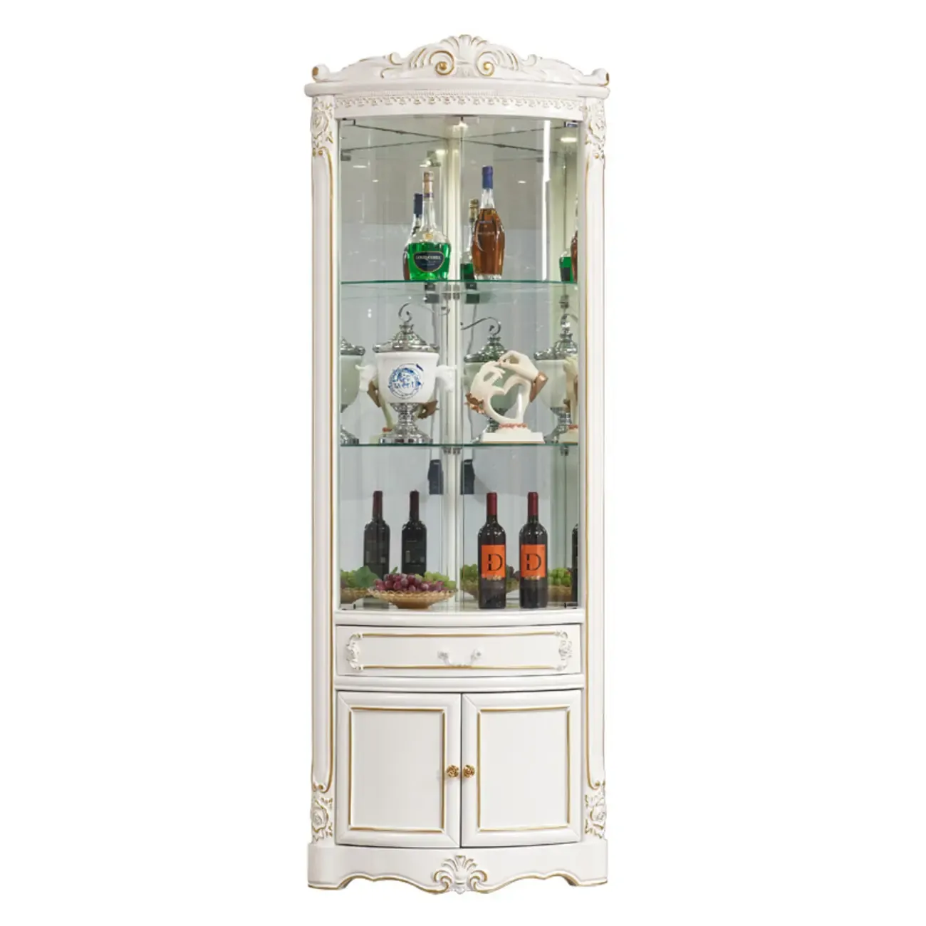 Elegant White-Gold Display Cabinet for Living Room Corner  Image - 6