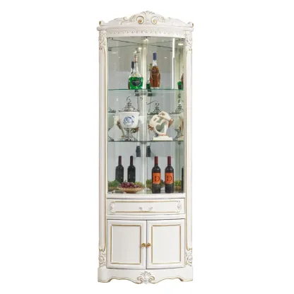 Elegant White-Gold Display Cabinet for Living Room Corner  Image - 6