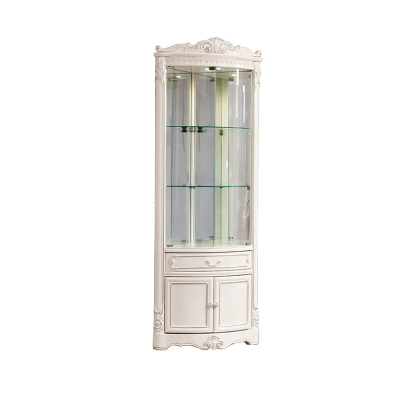 Elegant White-Gold Display Cabinet for Living Room Corner  Image - 7