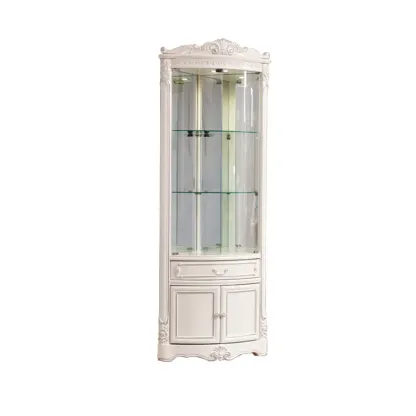 Elegant White-Gold Display Cabinet for Living Room Corner  Image - 7