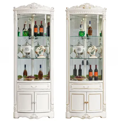 Elegant White-Gold Display Cabinet for Living Room Corner  Image - 8