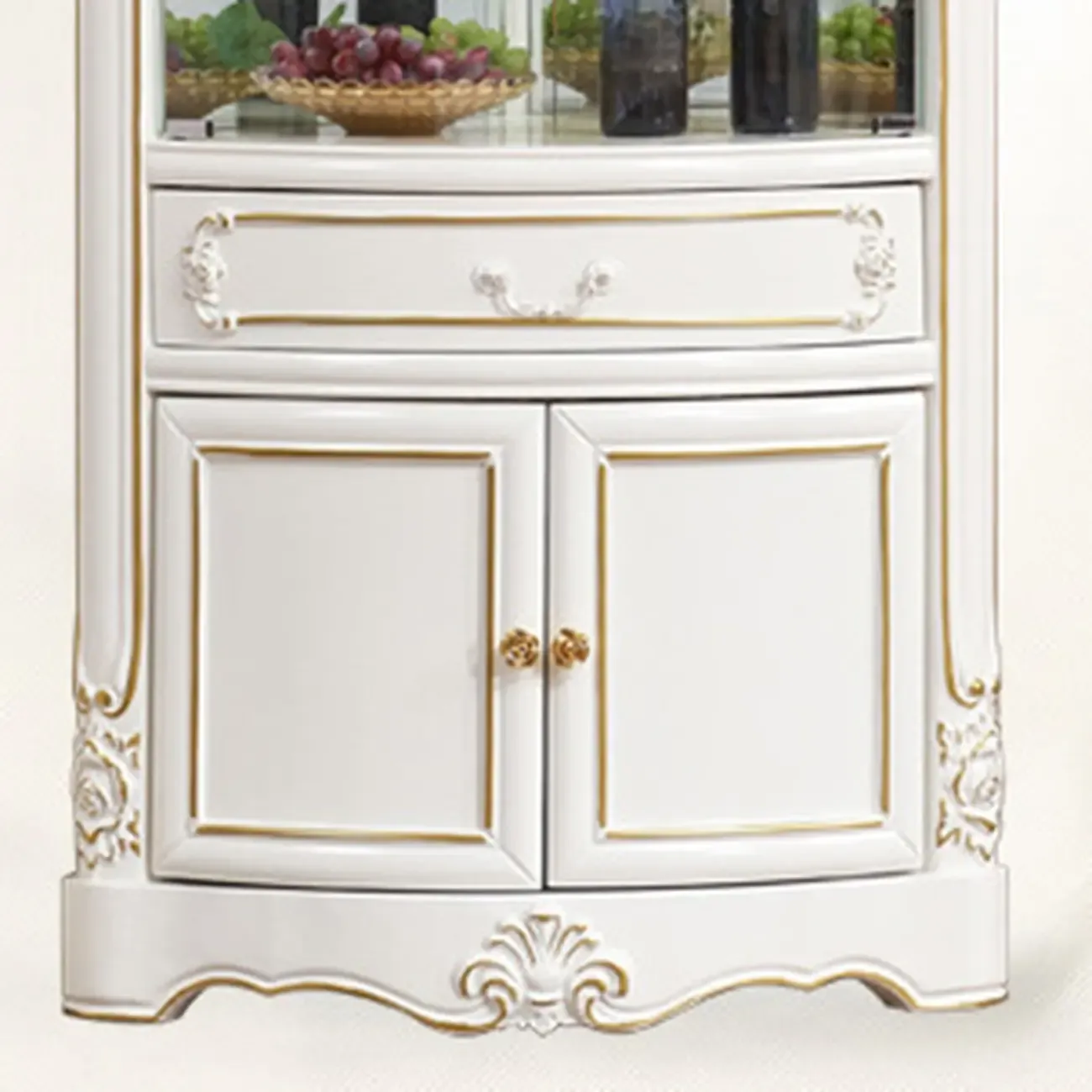 Elegant White-Gold Display Cabinet for Living Room Corner  Image - 9