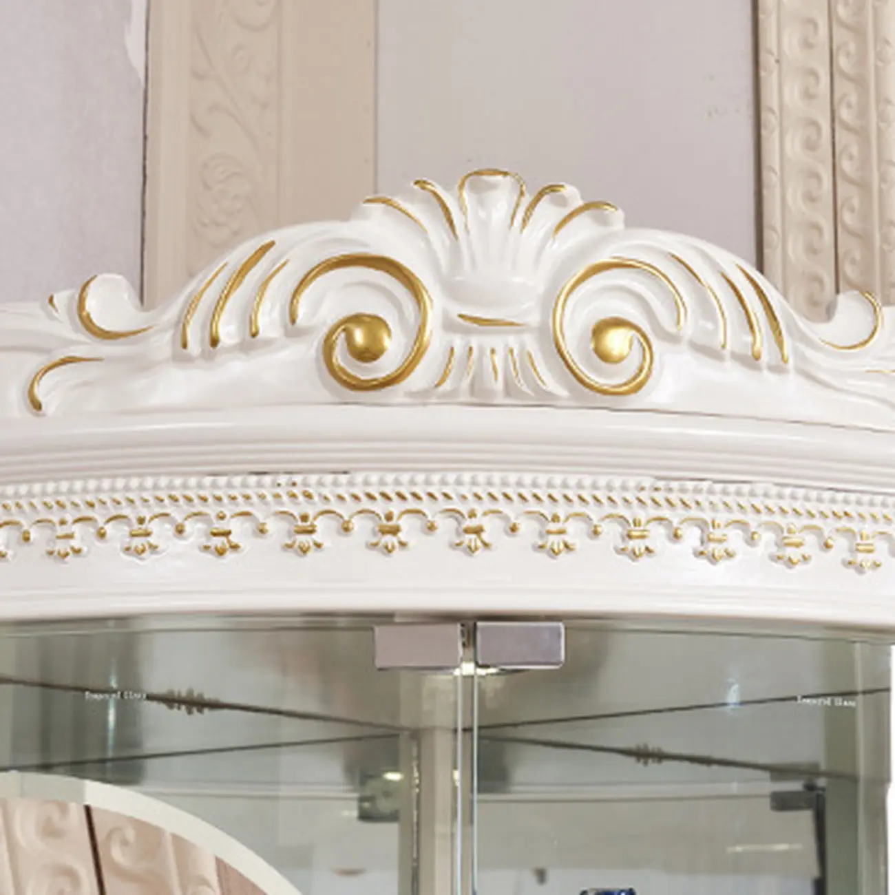 Elegant White-Gold Display Cabinet for Living Room Corner  Image - 10 | homeyfad
