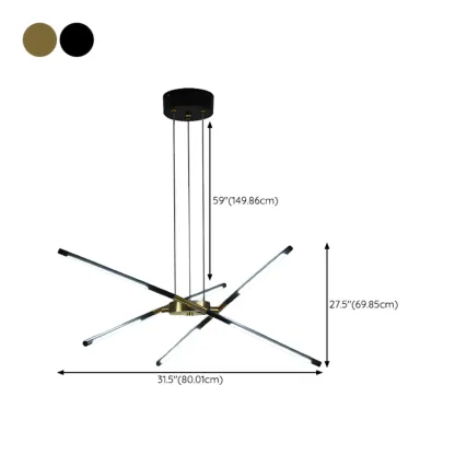 Modern LED Linear Chandelier with Adjustable Height #size
