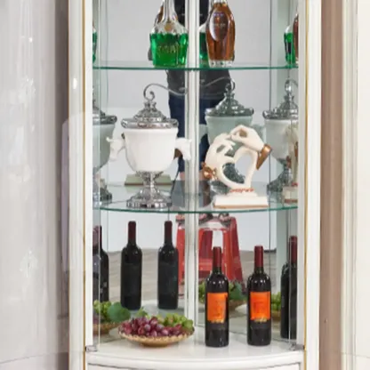 Elegant White-Gold Display Cabinet for Living Room Corner  Image - 4