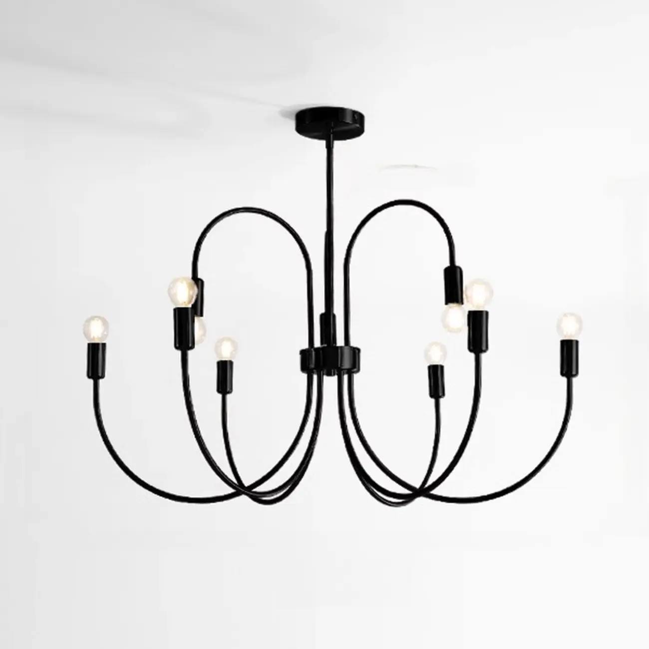 2 Tiers Industrial Black Iron Chandelier for Modern Interiors Image - 3 | homeyfad