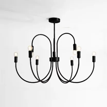 2 Tiers Industrial Black Iron Chandelier for Modern Interiors Image - 3
