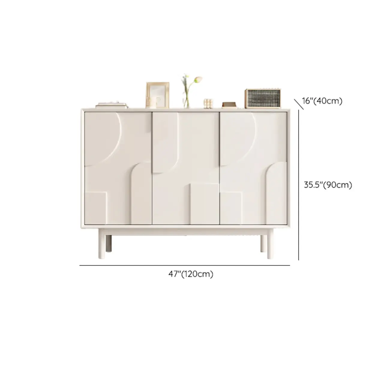 Minimalist wooden White Accent Cabinet with Straight Legs #size