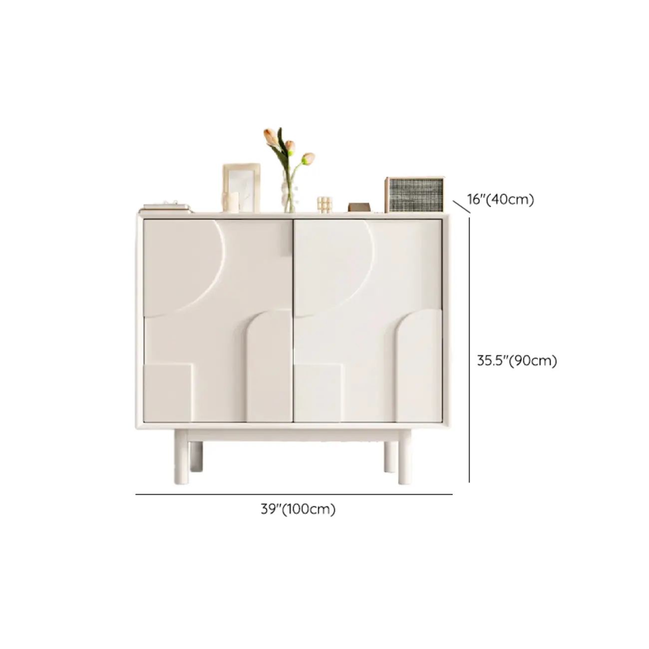 Minimalist wooden White Accent Cabinet with Straight Legs Image - 13 | homeyfad