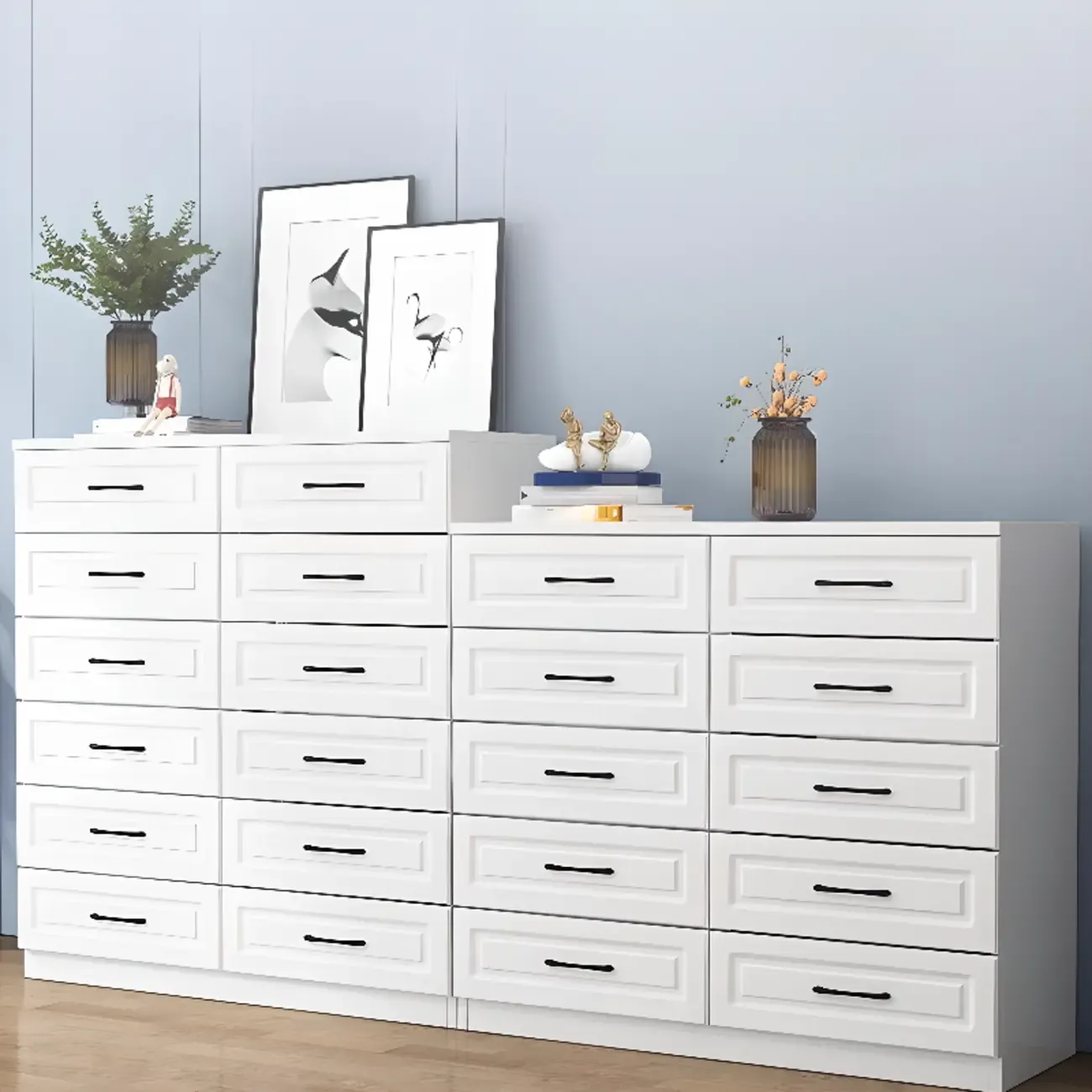 Multi Drawers White Wooden Cabinet with Soft Close for Home Image - 1