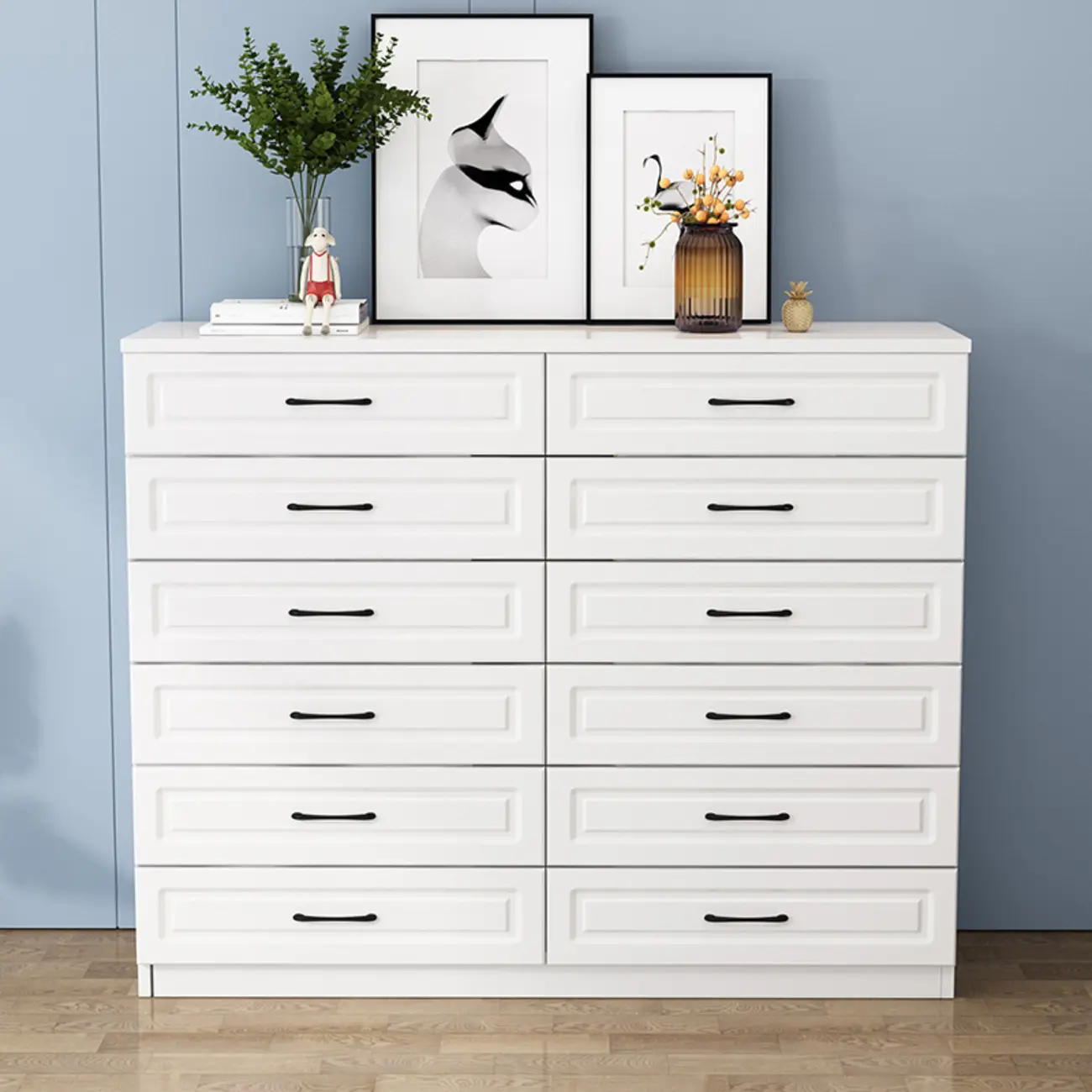 Multi Drawers White Wooden Cabinet with Soft Close for Home Image - 2 | homeyfad