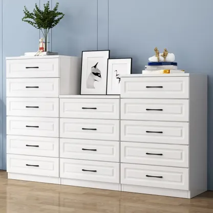 Multi Drawers White Wooden Cabinet with Soft Close for Home Image - 4