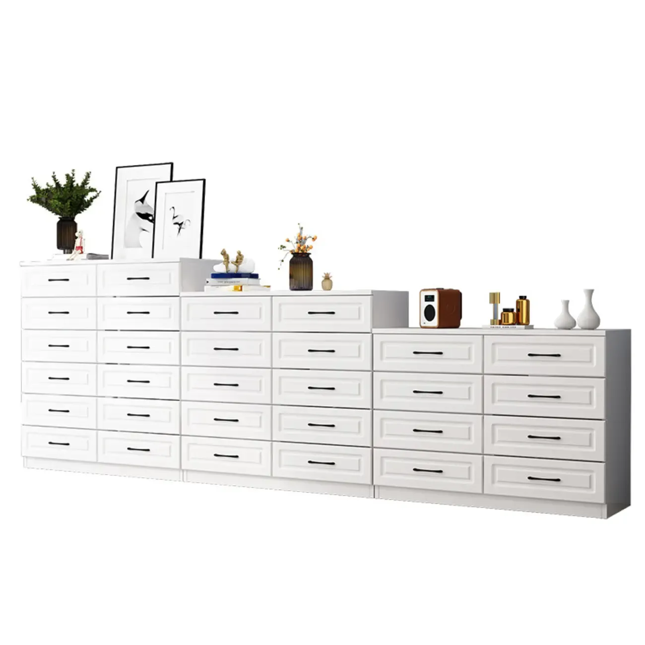 Multi Drawers White Wooden Cabinet with Soft Close for Home Image - 5
