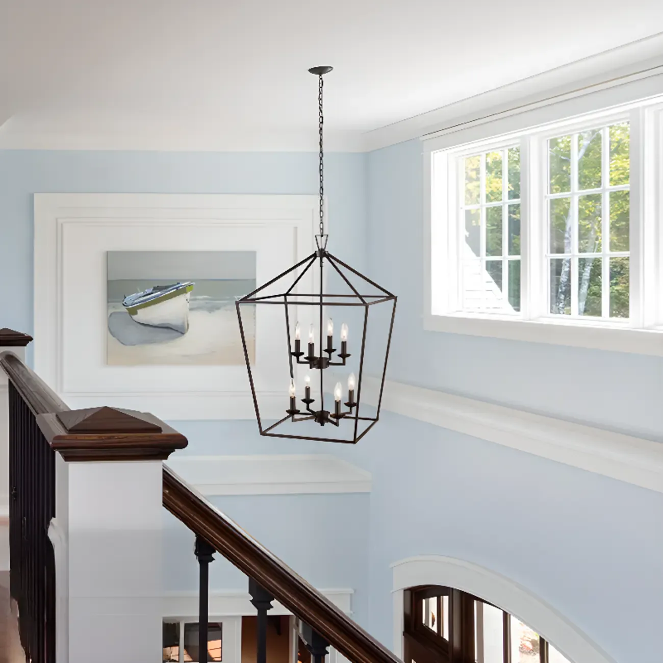 Industrial Black Cage Metal Chandelier for Home Decor Image - 1