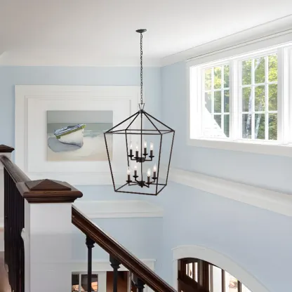 Industrial Black Cage Metal Chandelier for Home Decor Image - 1