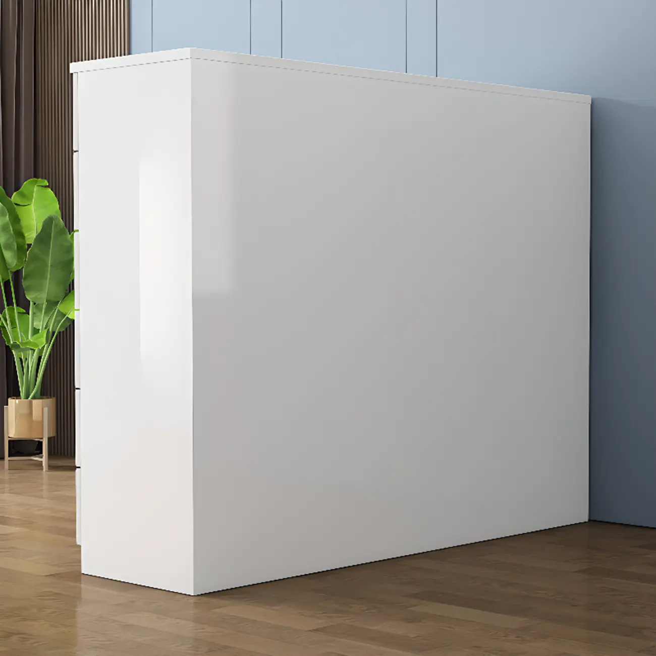 Multi Drawers White Wooden Cabinet with Soft Close for Home Image - 7 | homeyfad