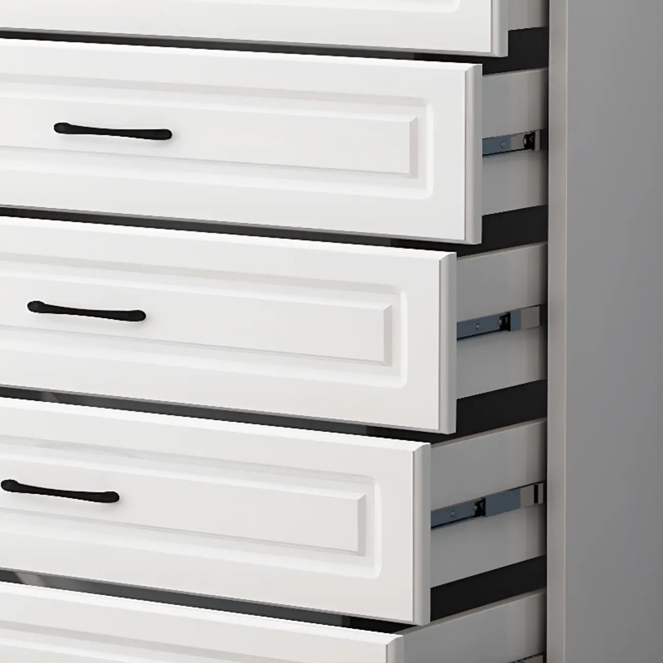 Multi Drawers White Wooden Cabinet with Soft Close for Home Image - 9 | homeyfad