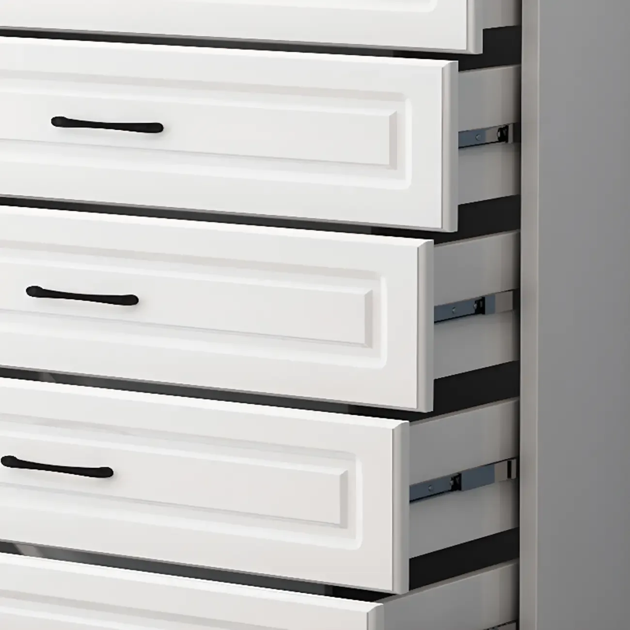 Multi Drawers White Wooden Cabinet with Soft Close for Home Image - 9