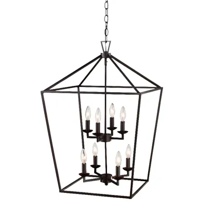 Industrial Black Cage Metal Chandelier for Home Decor Image - 5