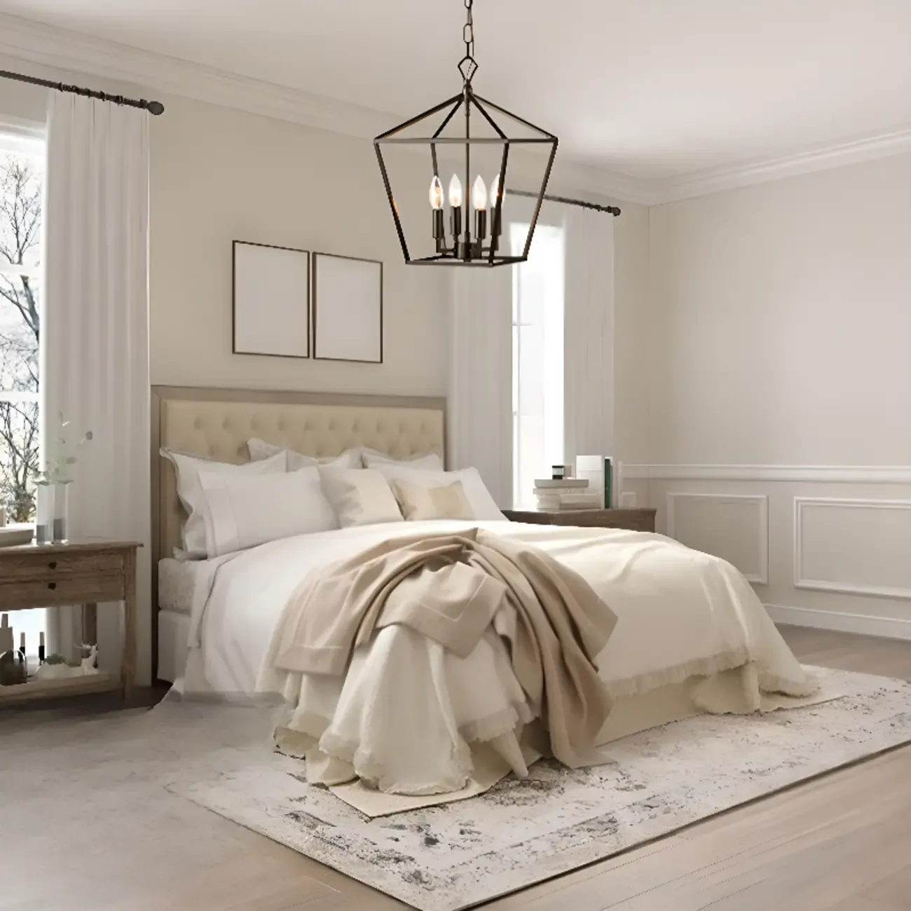 Industrial Black Cage Metal Chandelier for Home Decor Image - 6