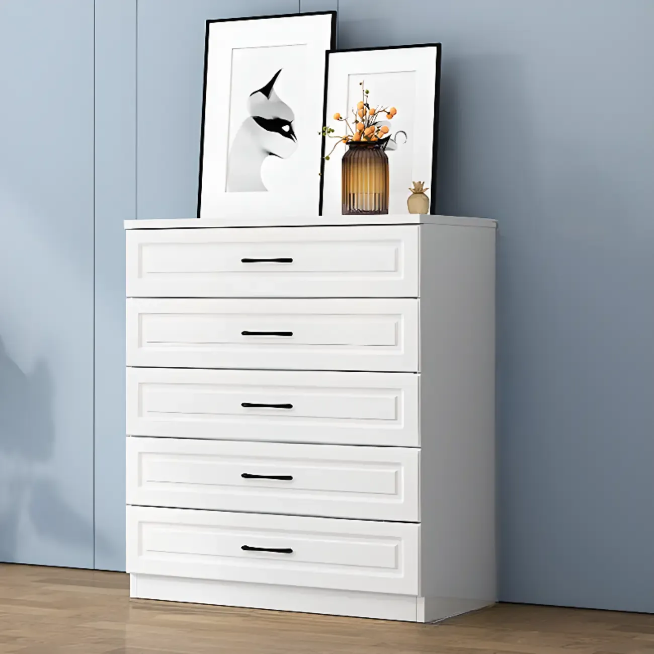 Multi Drawers White Wooden Cabinet with Soft Close for Home Image - 11