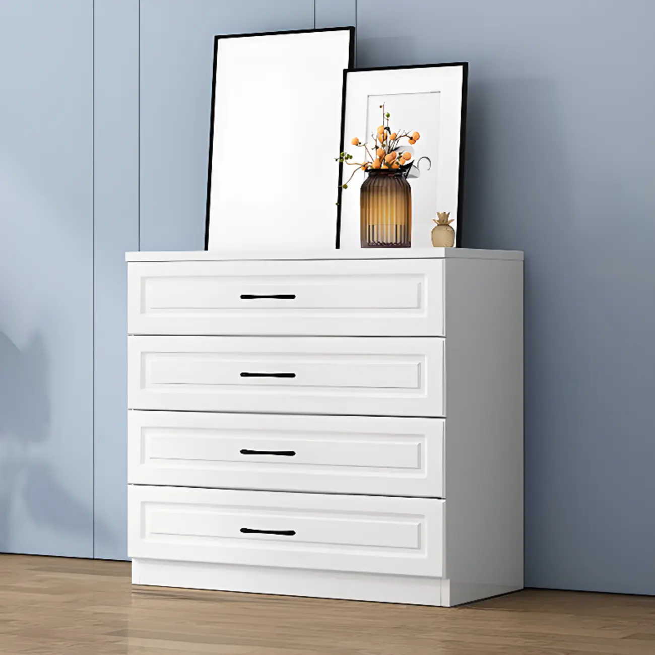 Multi Drawers White Wooden Cabinet with Soft Close for Home Image - 12 | homeyfad