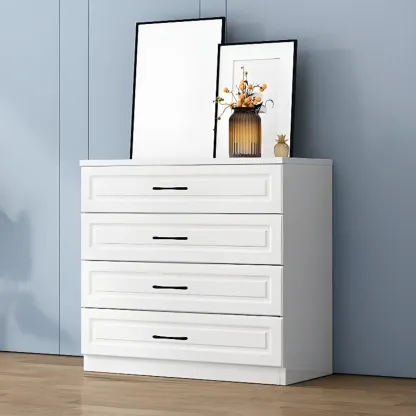 Multi Drawers White Wooden Cabinet with Soft Close for Home Image - 12