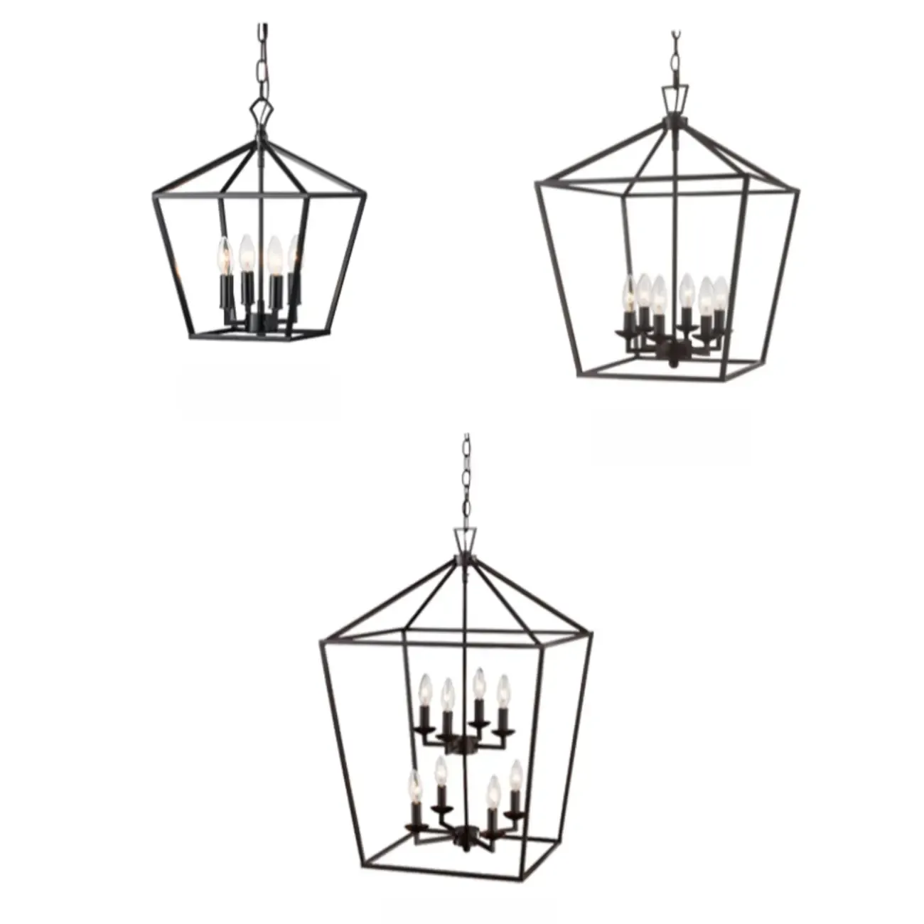 Industrial Black Cage Metal Chandelier for Home Decor Image - 8