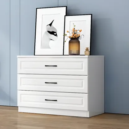 Multi Drawers White Wooden Cabinet with Soft Close for Home Image - 13