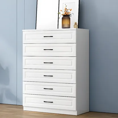 Multi Drawers White Wooden Cabinet with Soft Close for Home Image - 14