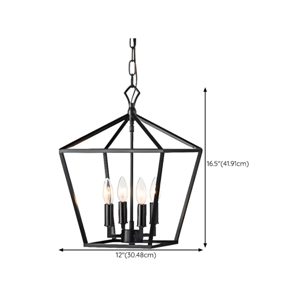 Industrial Black Cage Metal Chandelier for Home Decor #size
