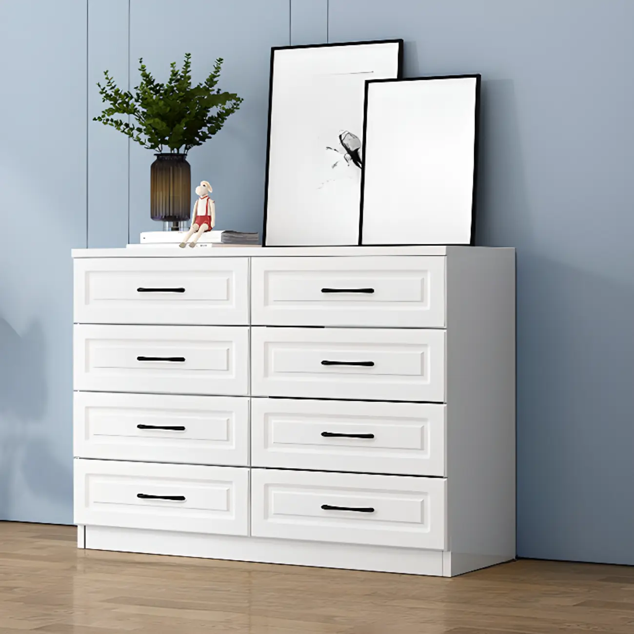 Multi Drawers White Wooden Cabinet with Soft Close for Home Image - 15 | homeyfad