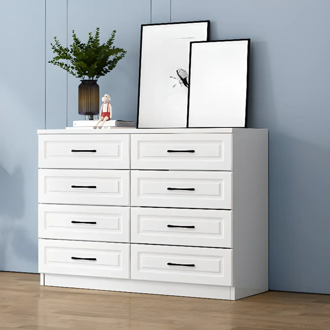 Multi Drawers White Wooden Cabinet with Soft Close for Home Image - 15
