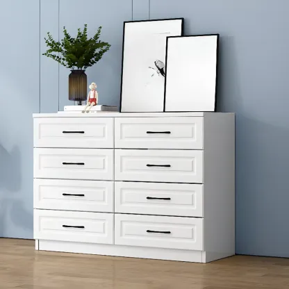 Multi Drawers White Wooden Cabinet with Soft Close for Home Image - 15