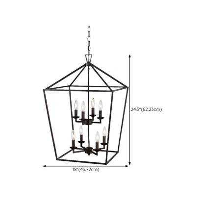 Industrial Black Cage Metal Chandelier for Home Decor Image - 13