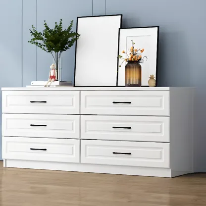 Multi Drawers White Wooden Cabinet with Soft Close for Home Image - 17