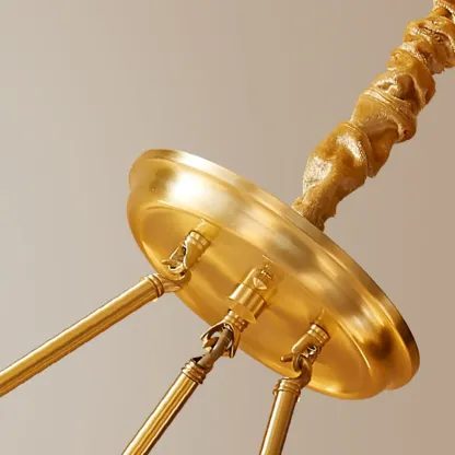 Multi-light Elegant Gold Chandelier with Fabric Shade Image - 10