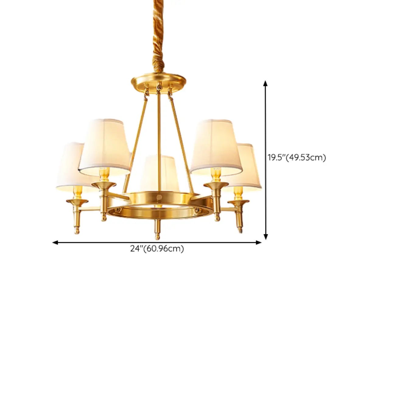 Multi-light Elegant Gold Chandelier with Fabric Shade #size | homeyfad