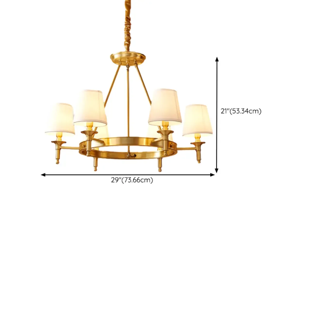 Multi-light Elegant Gold Chandelier with Fabric Shade Image - 12