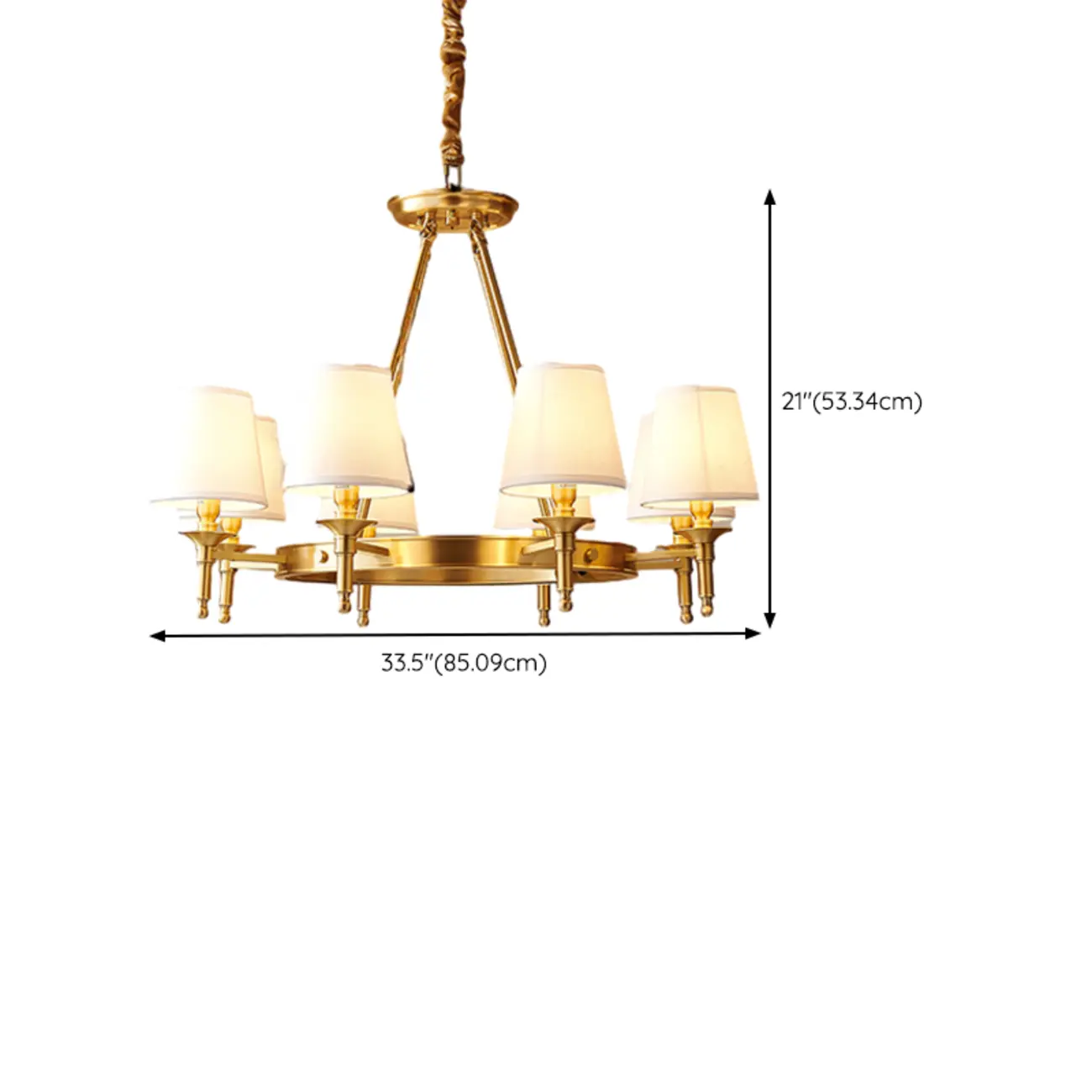 Multi-light Elegant Gold Chandelier with Fabric Shade Image - 13 | homeyfad