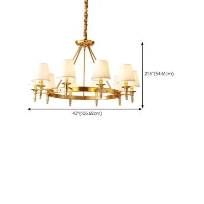 Multi-light Elegant Gold Chandelier with Fabric Shade Image - 14