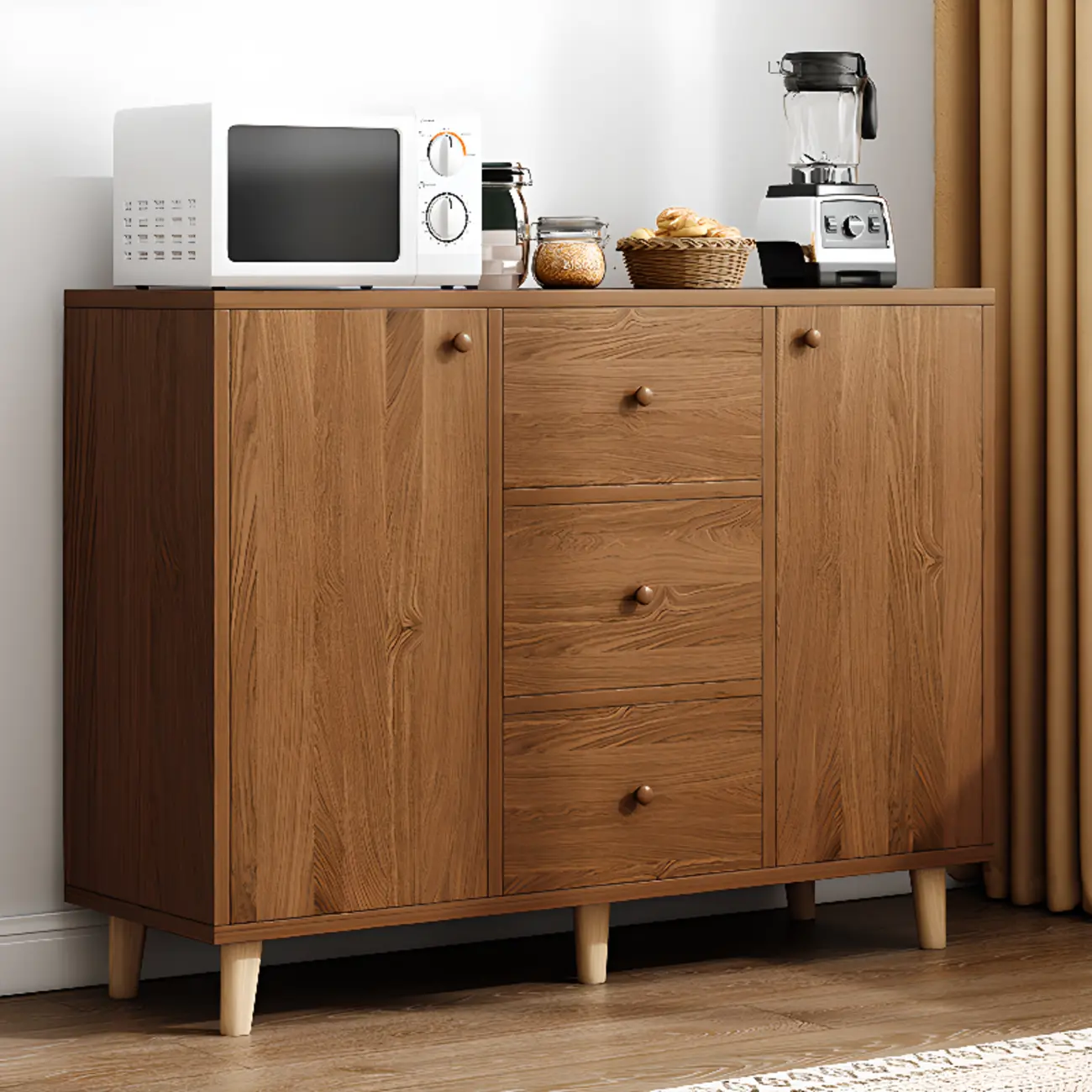 Retro Wooden Rectangular Accent Cabinet for Home Storage  Image - 4 | homeyfad