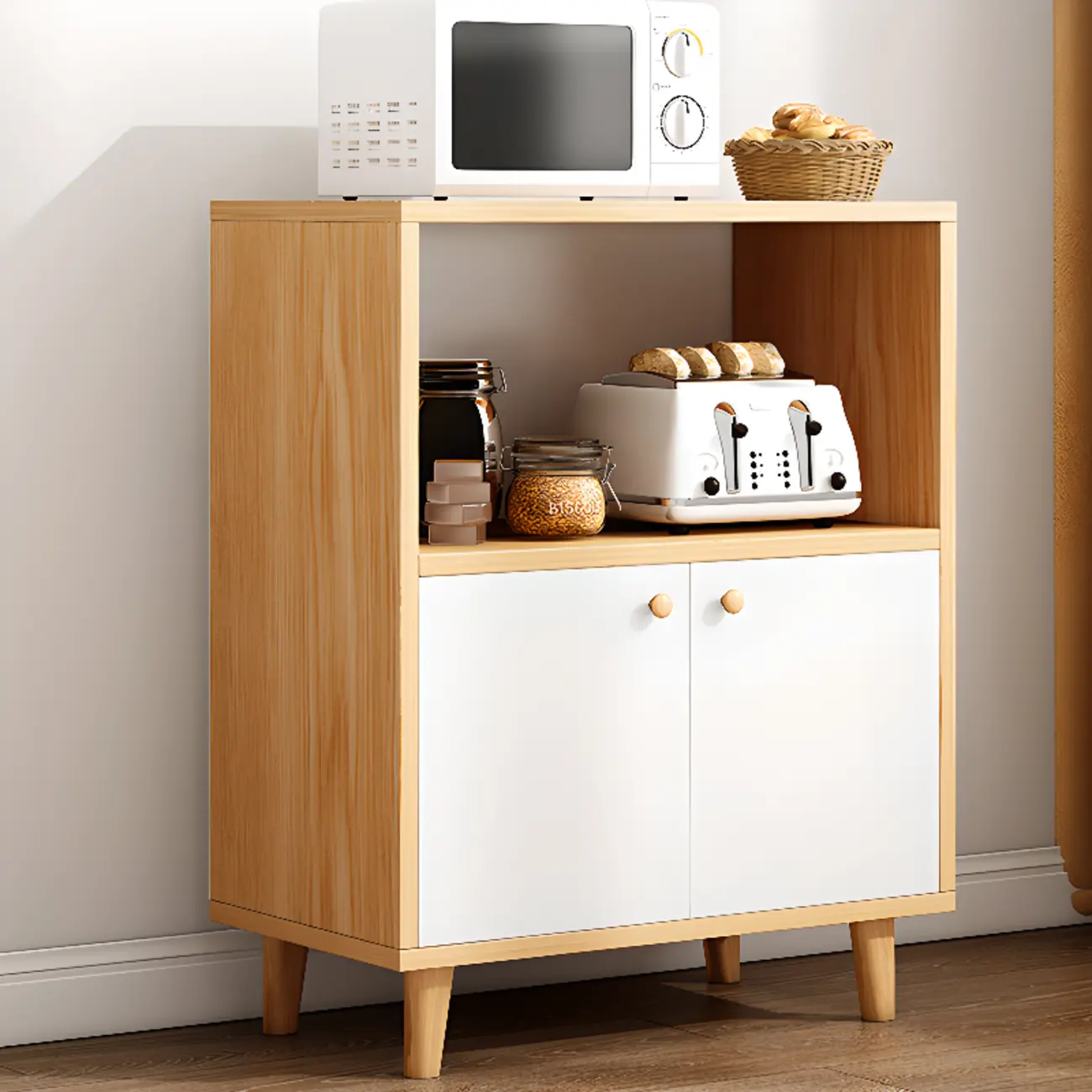 Retro Wooden Rectangular Accent Cabinet for Home Storage  Image - 2 | homeyfad